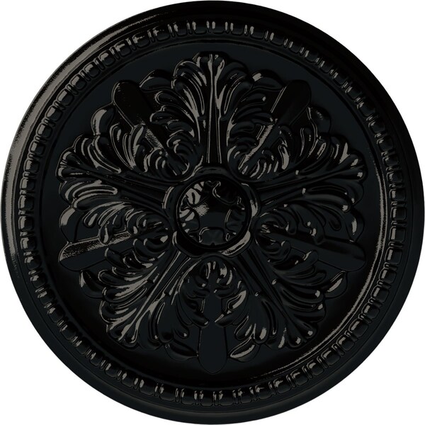 Ekena Millwork Swindon Ceiling Medallion (Fits Canopies up to 2 7/8"), Hnd-Painted Black Pearl, 16 7/8"OD x 1 1/2"P CM16SWBPS - main